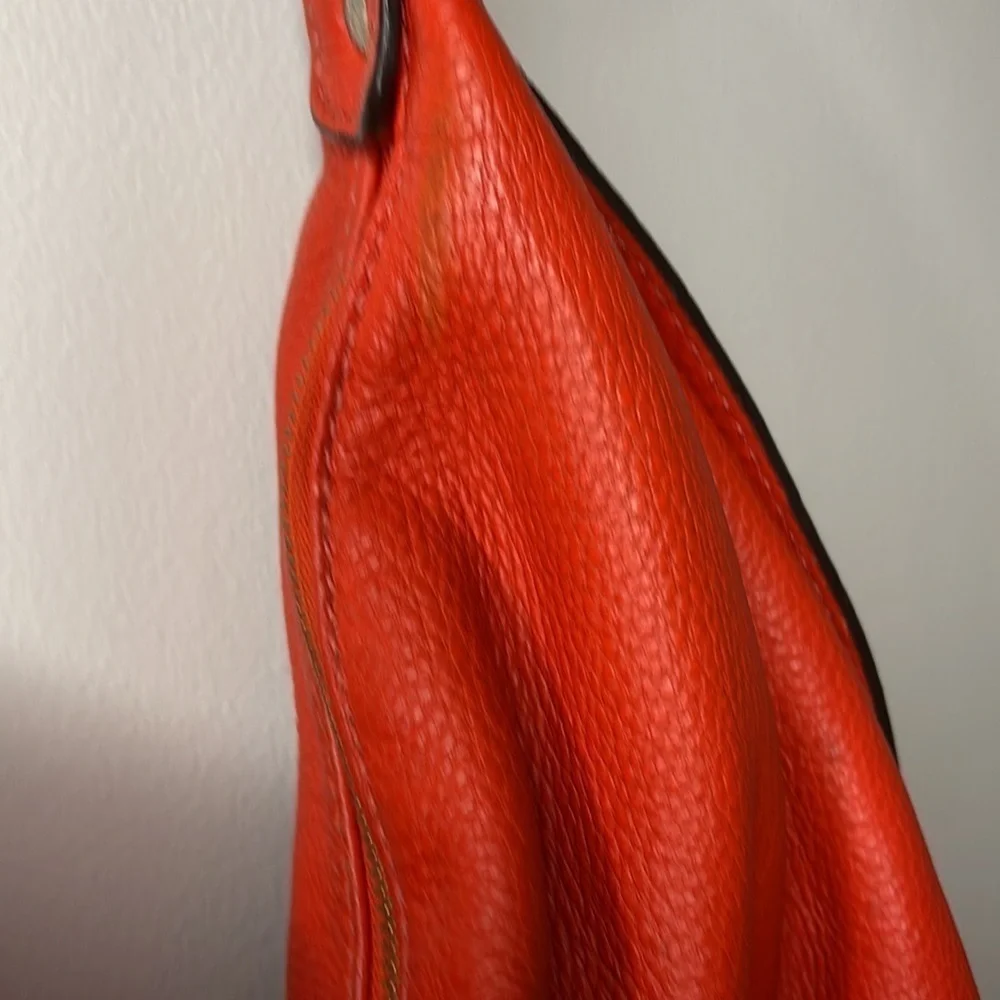 Michael Kors Fulton Orange Red Pebbled Leather Handbag Shoulder Bag